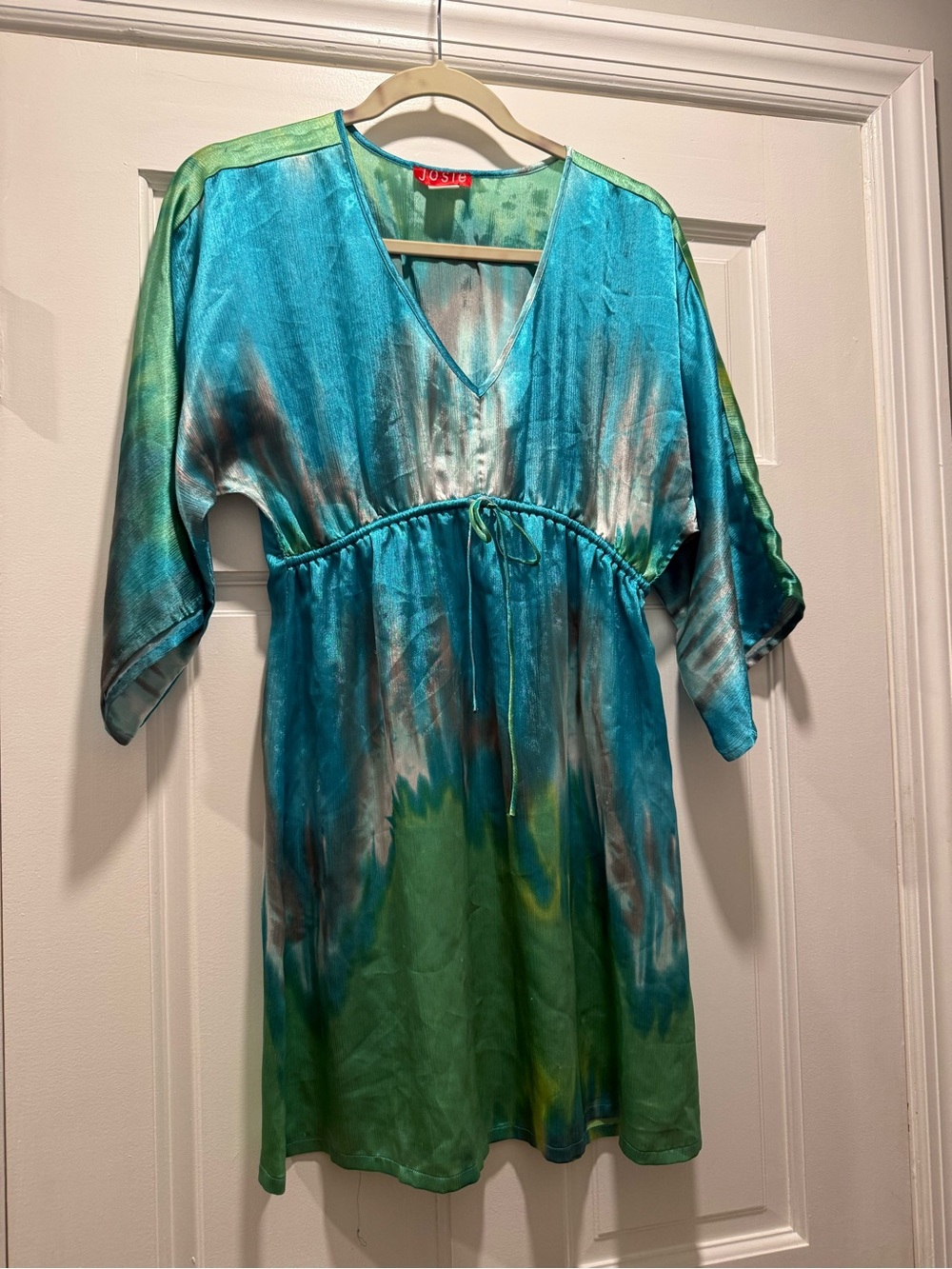 Josie Shimmery Turquoise & Teal V-Neck Top size XS